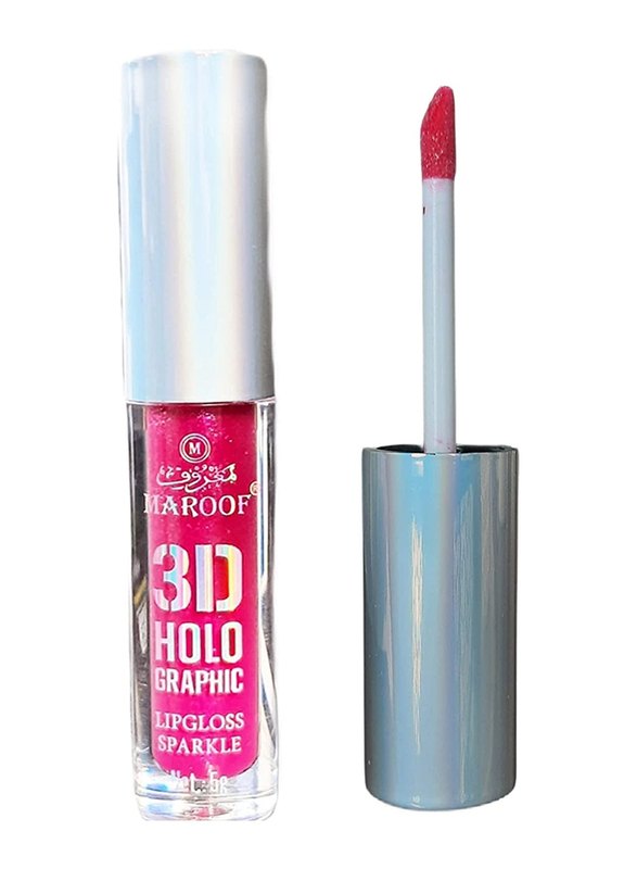 Maroof 3D Holographic Sparkle Lip Gloss, 5g, 02 Sparkling Pink, Pink